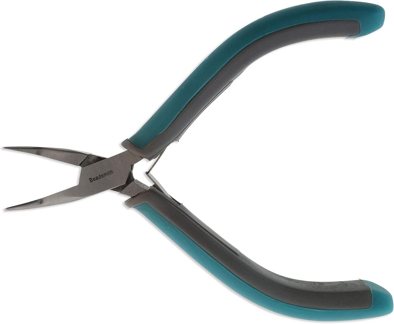 The Beadsmith Simply Modern Bent Chain Nose Pliers, 4.5 inches (114mm) with Polished Steel Head, PVC Grip Handles and Double-Leaf Springs, Tool for Jewelry Making